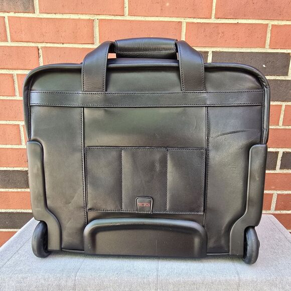 Authentic TUMI Black Leather Compact Wheeled Laptop Briefcase 96102DH $795 - Picture 11 of 13